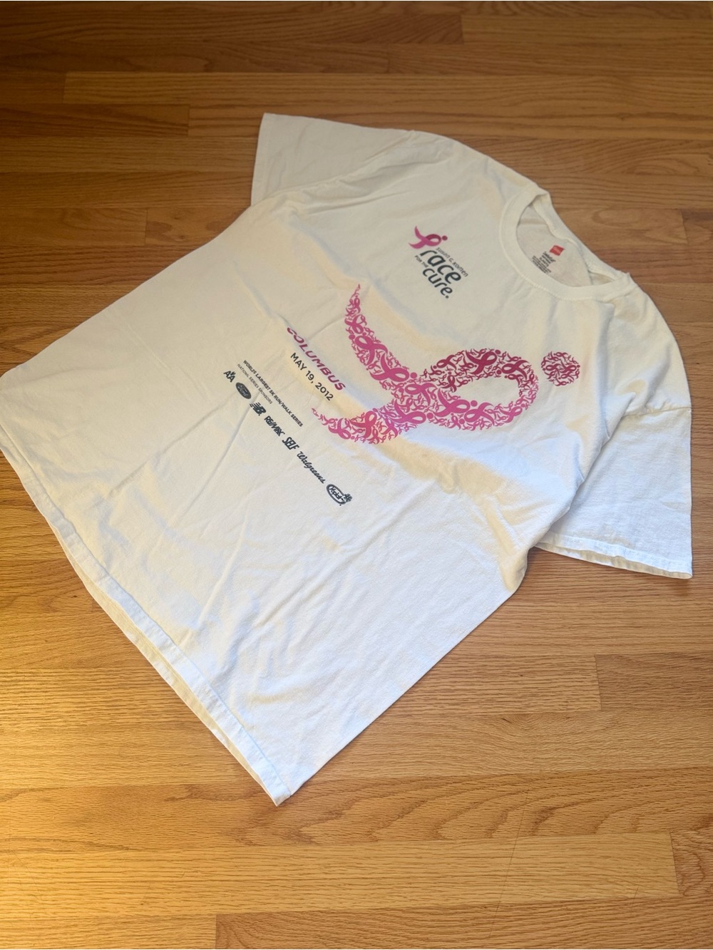 Race for the Cure Pink Ribbon Graphic Tee - White